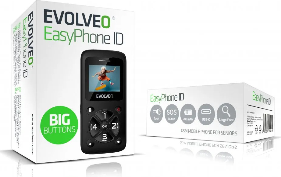 EVOLVEO Mobilní telefon pro seniory EasyPhone ID, černá
