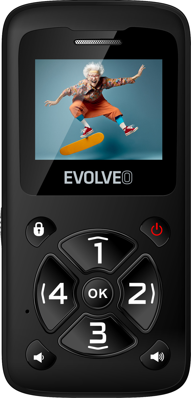 EVOLVEO Mobilní telefon pro seniory EasyPhone ID, černá