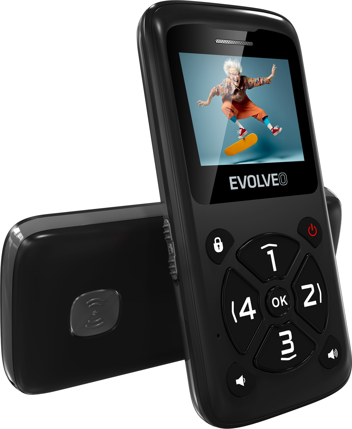 EVOLVEO Mobilní telefon pro seniory EasyPhone ID, černá