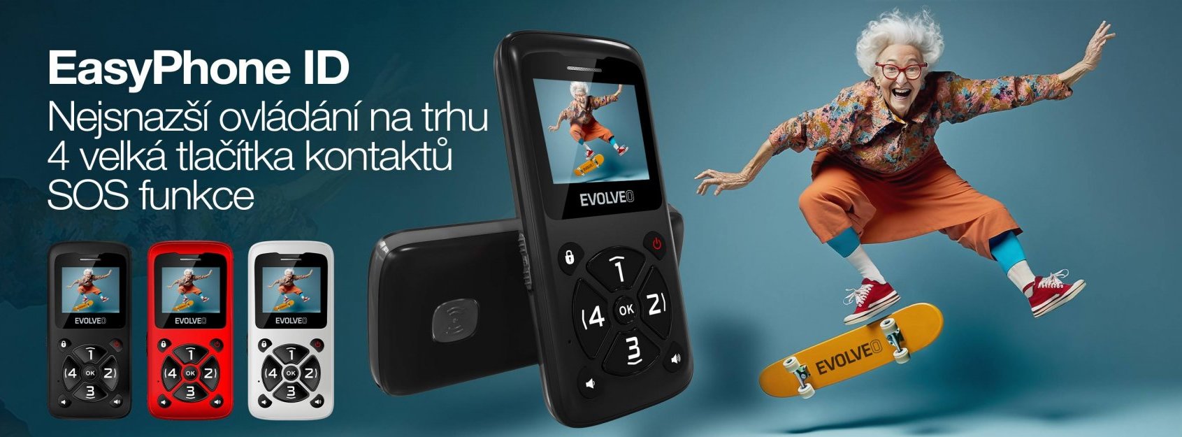 EVOLVEO Mobilní telefon pro seniory EasyPhone ID, černá