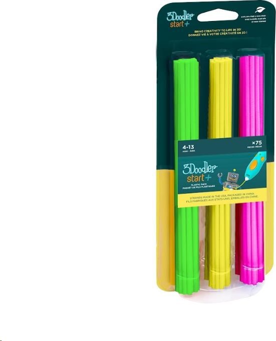 3Doodler náplň ECO-PCL pro 3D pero Start+ 75ks - Neon (zelená, žlutá, růžová)