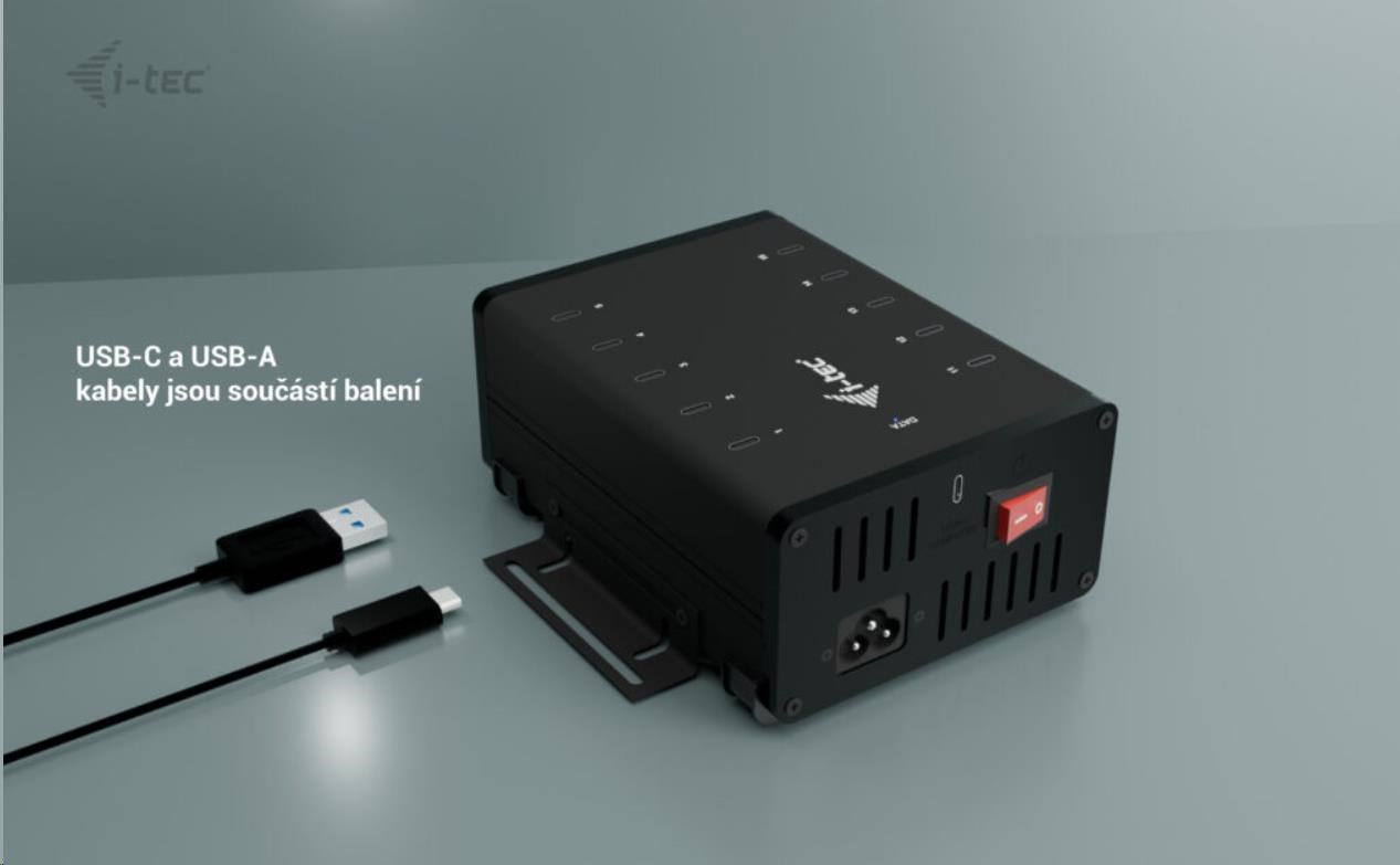 i-tec USB-C/USB-A Metal Charging + data HUB, 15W per port, 10x USB-C