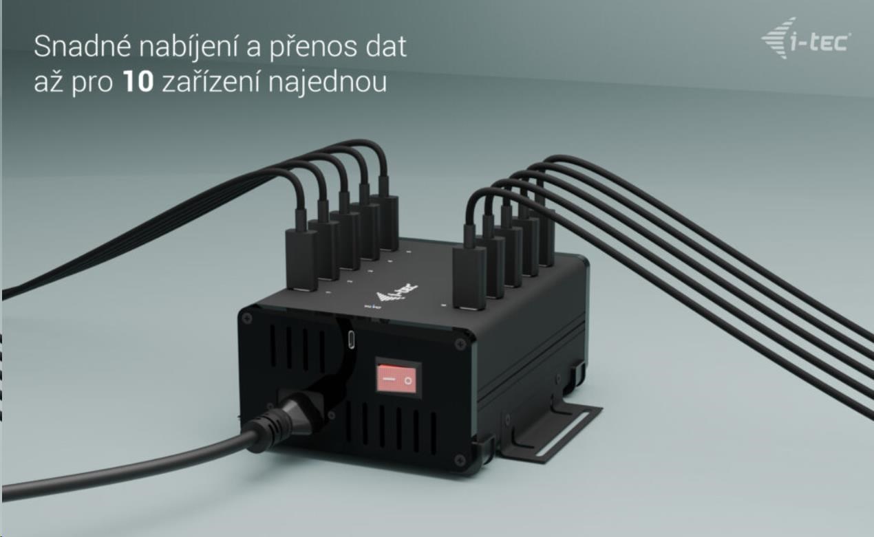 i-tec USB-C/USB-A Metal Charging + data HUB, 15W per port, 10x USB-C