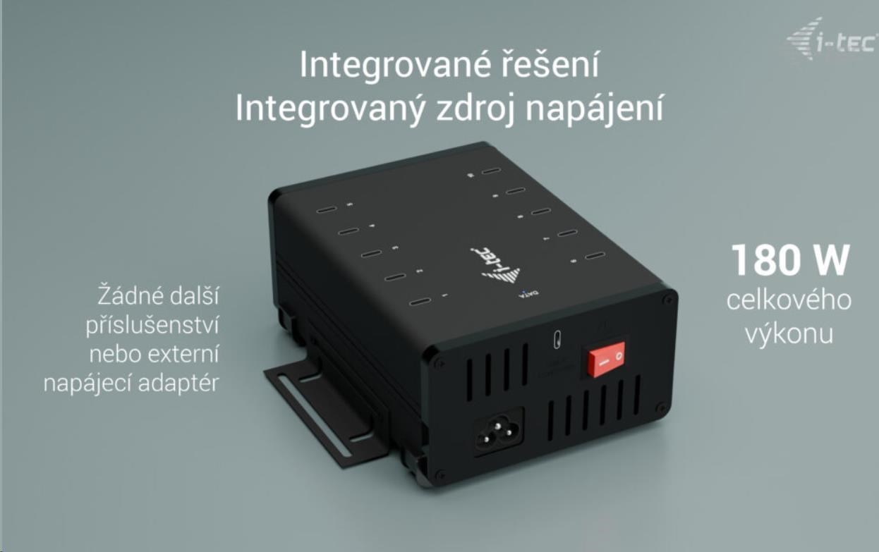 i-tec USB-C/USB-A Metal Charging + data HUB, 15W per port, 10x USB-C