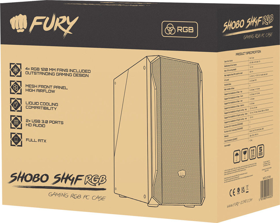GENESIS PC skříň Fury SHOBO/Midi Tower/Transpar./Černá