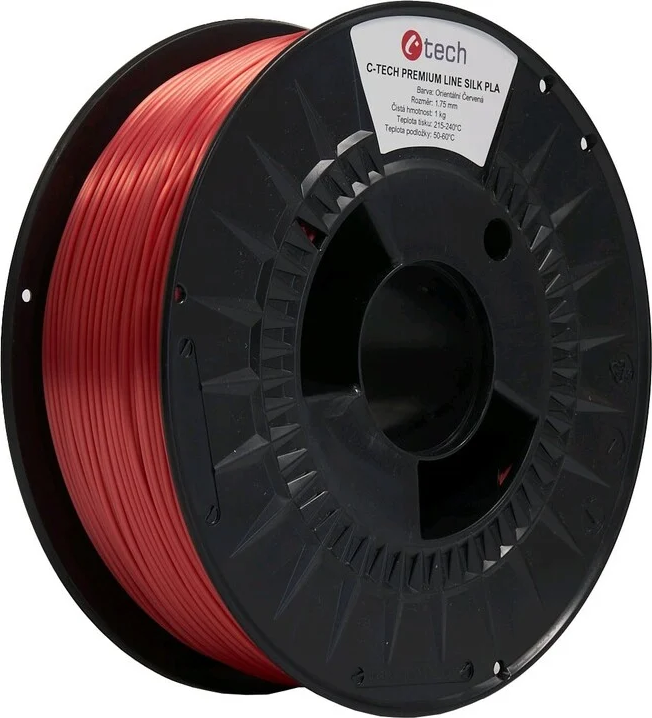 C-TECH Tisková struna (filament) PREMIUM LINE, Silk PLA, orientální červená, RAL3031, 1,75mm, 1kg