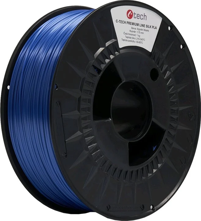 C-TECH Tisková struna (filament) PREMIUM LINE, Silk PLA, signální modrá, RAL5005, 1,75mm, 1kg