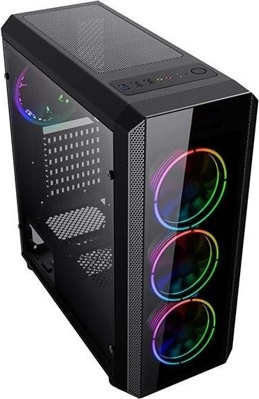 VEIN X VeinX case Mars MAR01A Mid Tower, bez zdroje, 3xUSB, průhledná bočnice, 4xARGB Fan 120mm, černá