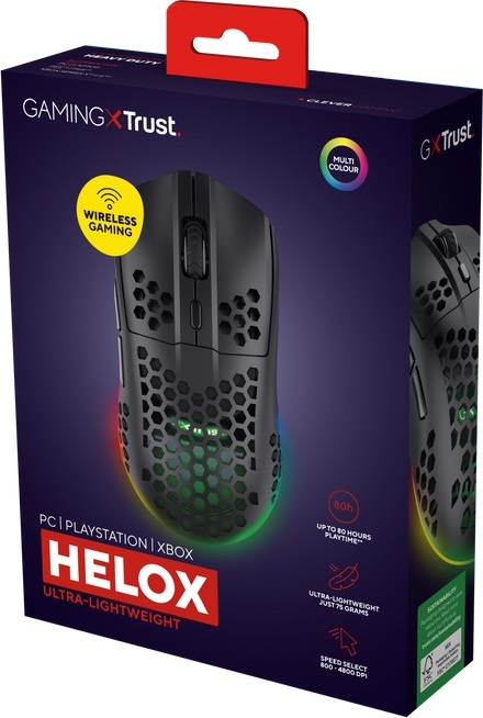 TRUST bezdrátová myš GXT 929 Helox Lightweight, RGB, Černá
