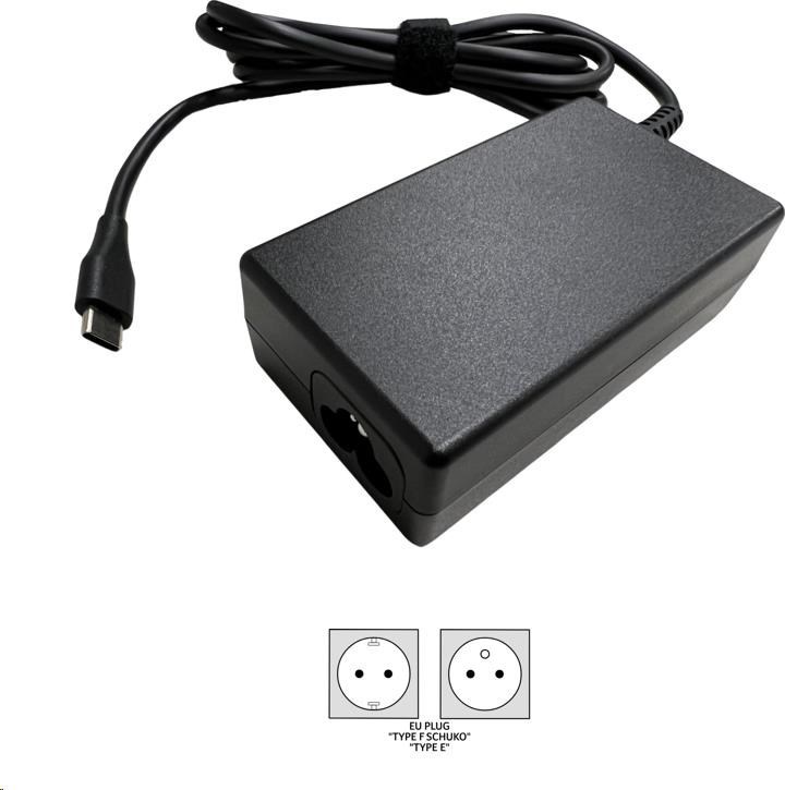 ACER Adapter 65W USB TYPE-C, EU POWER CORD (RETAIL PACK), Black