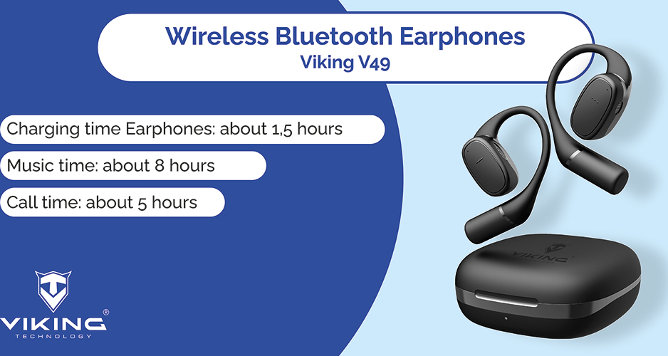 Viking bluetooth sluchátka s mikrofonem V49, černá