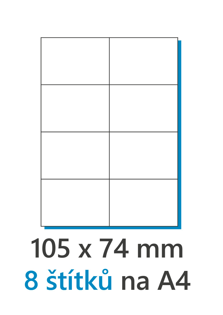 EkoToner etikety Samolepiace 105x74/100 listov A4 biela