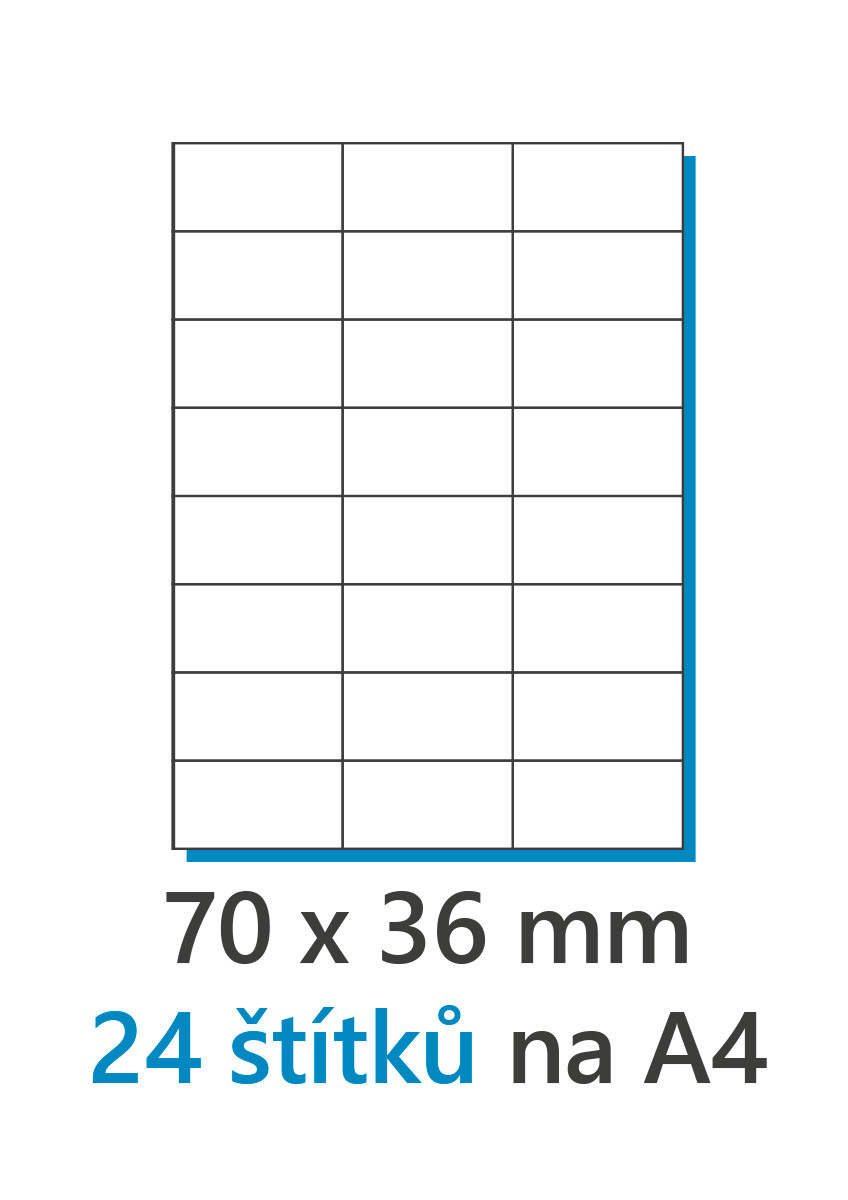 etikety Samolepiace 70x37/100 listov A4 biela