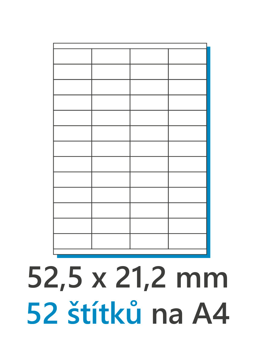 EkoToner etikety Samolepiace 52,5x21,2/100 listov A4 biela
