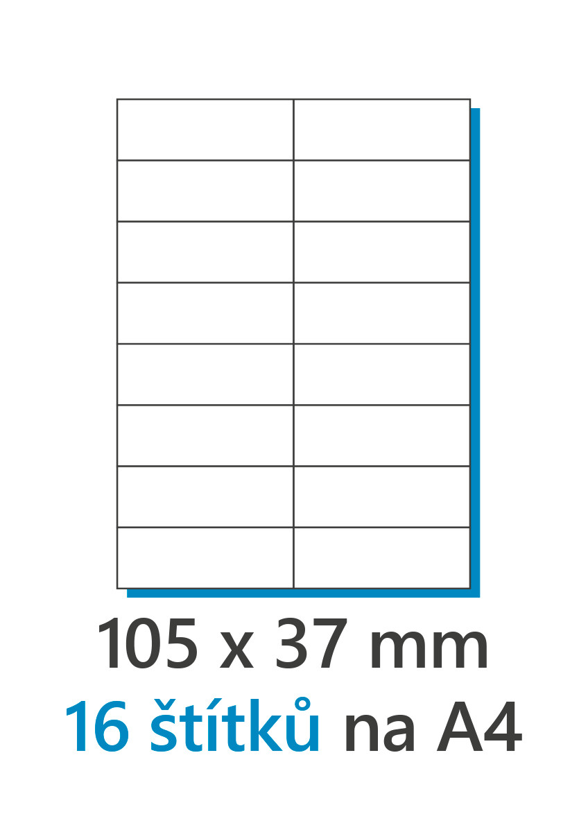 EkoToner etikety Samolepiace 105x37/100 listov A4 biela