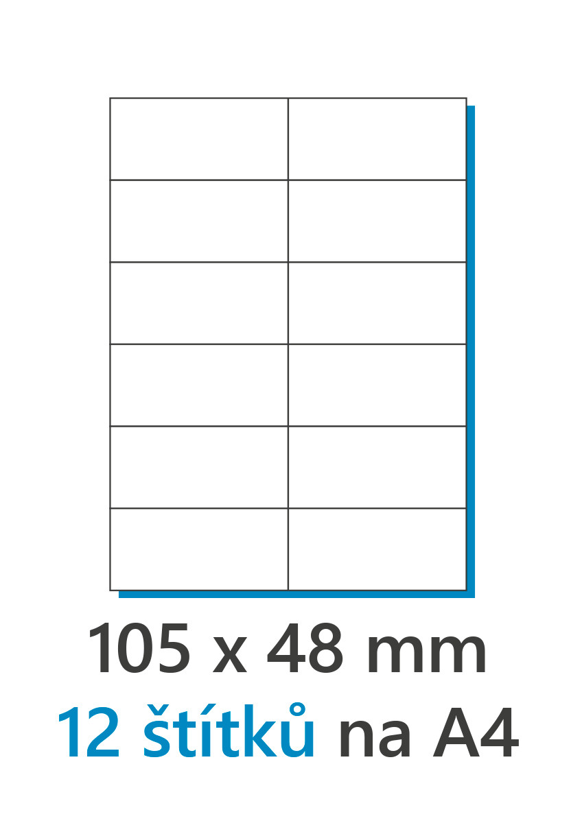 EkoToner etikety Samolepiace 105x48/100 listov A4 biela