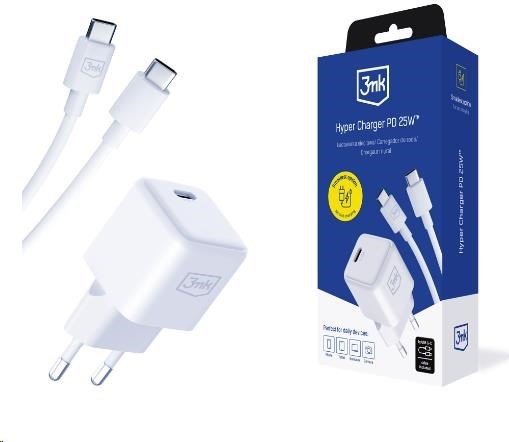 3mk síťová nabíječka Hyper Charger PD 25W + kabel USB-C