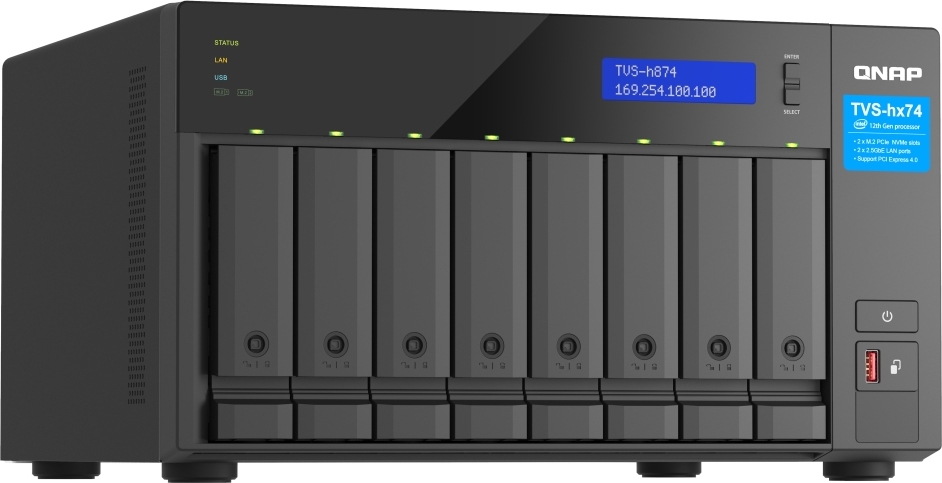 QNAP TVS-h874-i7-32G (12core (i7), ZFS, 32GB RAM, 8x SATA, 2x M.2 NVMe, 2x PCIe, 2x 2,5GbE, HDMI 4K)