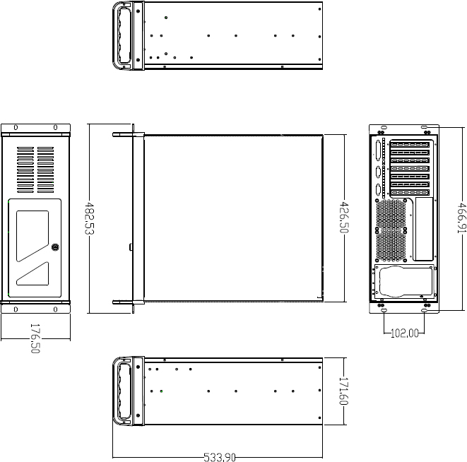 DATACOM 19" Case IPC 4U/485mm Šedý bez PSU