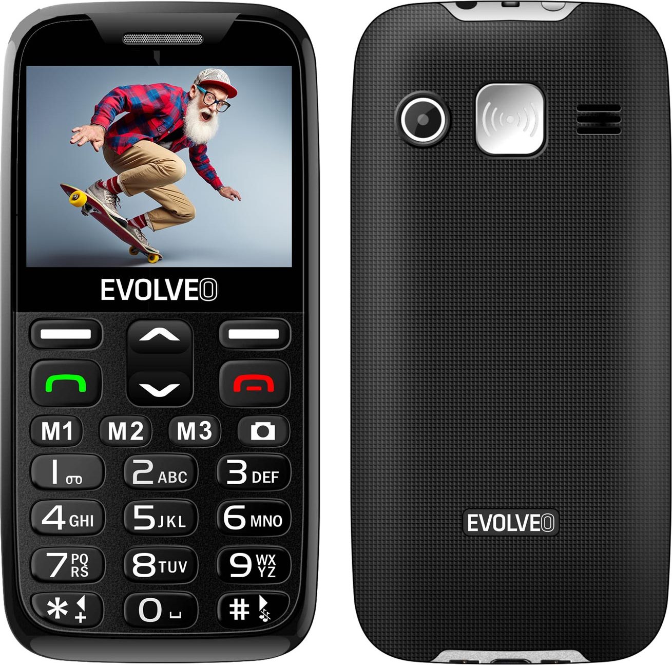 EVOLVEO EasyPhone XR, mobilní telefon pro seniory s nabíjecím stojánkem, černá