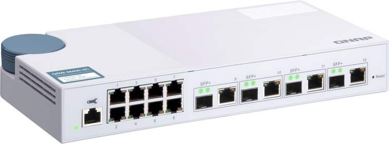 QNAP řízený switch QSW-M408-4C (12 portů: 8x Gigabit port + 4x 10G SFP+ / 10GbE kombo porty)