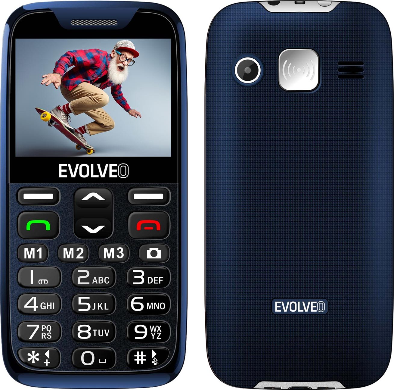 EVOLVEO EasyPhone XR, mobilní telefon pro seniory s nabíjecím stojánkem, modrá
