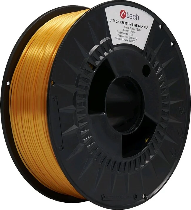 C-TECH Tisková struna (filament) PREMIUM LINE, Silk PLA, dopravní žlutá, RAL1023, 1,75mm, 1kg