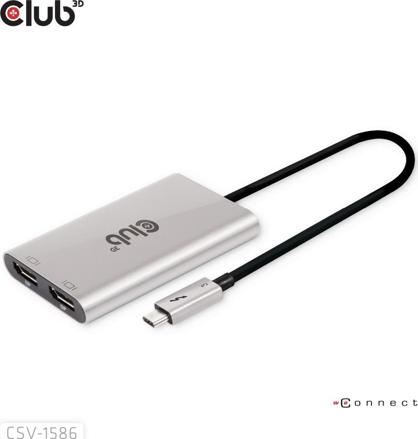 Club 3D Club3D Video hub Thunderbolt 3 na 2x DP, Dual 4K60Hz nebo Single 8K60Hz/4K120Hz