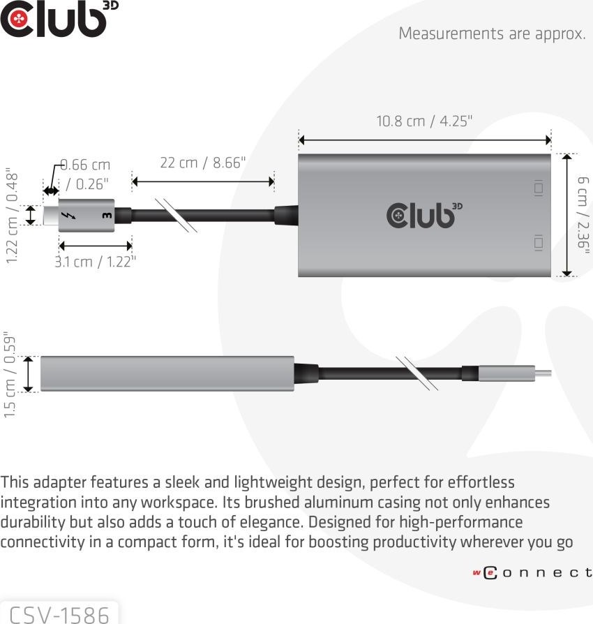 Club 3D Club3D Video hub Thunderbolt 3 na 2x DP, Dual 4K60Hz nebo Single 8K60Hz/4K120Hz
