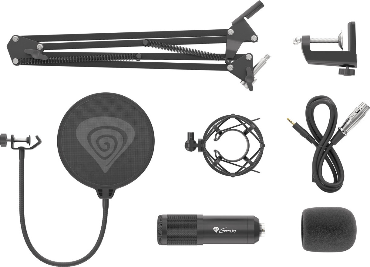 Streamovací mikrofon Genesis Radium 300,XLR, kardioidní polarizace, ohybné rameno, pop-filter