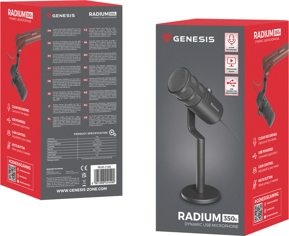 Streamovací mikrofon Genesis Radium 350D Dynamic, USB