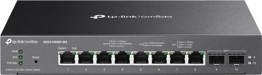 TP-Link OMADA switch SG2210XMP-M2 (8x2,5GbE,2xSFP+,8xPoE+,160W,fanless)