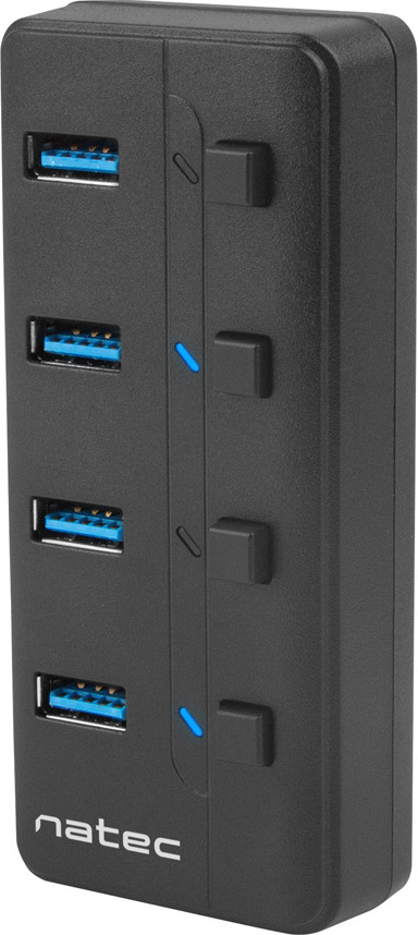 Natec Mantis 2 aktivní rozbočovač s funkcí nabíjení 4x USB 3.0 HUB, vypínač, napájecí adaptér