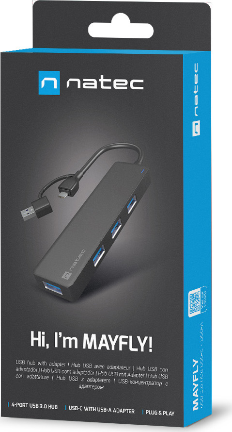 Rozbočovač Natec MAYFLY 4xUSB-A 3.0 HUB + USB-A adaptér