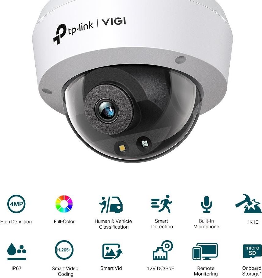 TP-Link VIGI C250(2.8mm), 5MP, Dome, PoE, IR 30m, Micro SD card