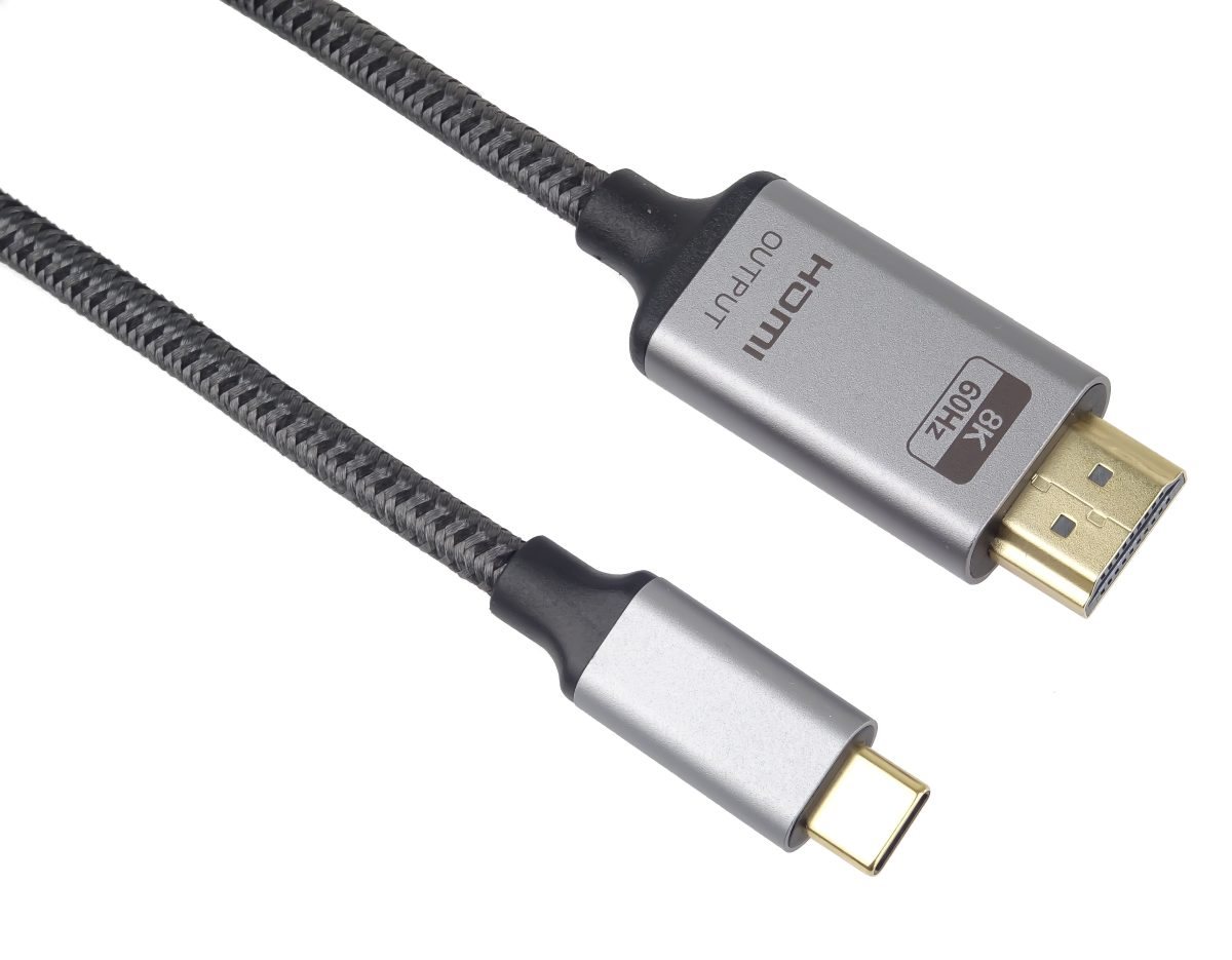 PremiumCord kabel USB-C na HDMI 2m rozlišení obrazu 8K@60Hz,4K@144Hz Aluminium