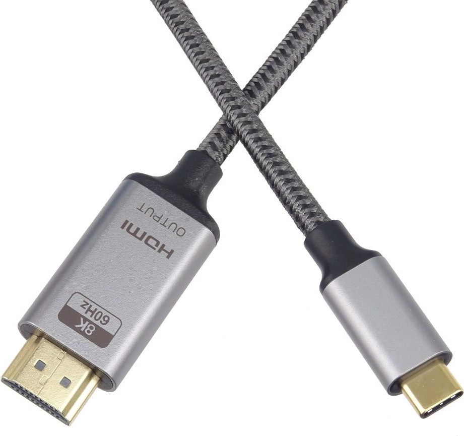 PremiumCord kabel USB-C na HDMI 2m rozlišení obrazu 8K@60Hz,4K@144Hz Aluminium