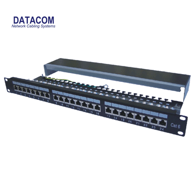 DATACOM Patch panel 24p.CAT6 1U 3x8 LSA, STP 19" černý s vyvázáním