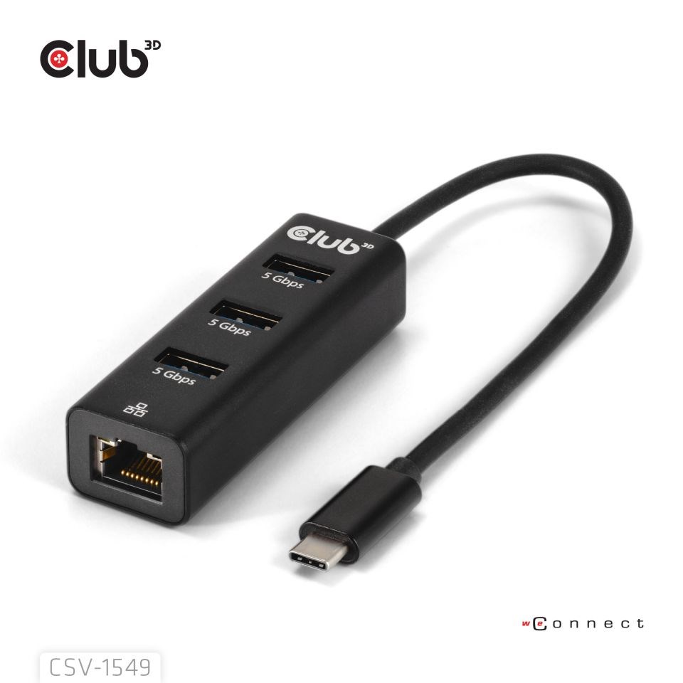 Club 3D Club3D Dokovací stanice USB-C 4v1, 3xUSB, 1xRJ45, černá