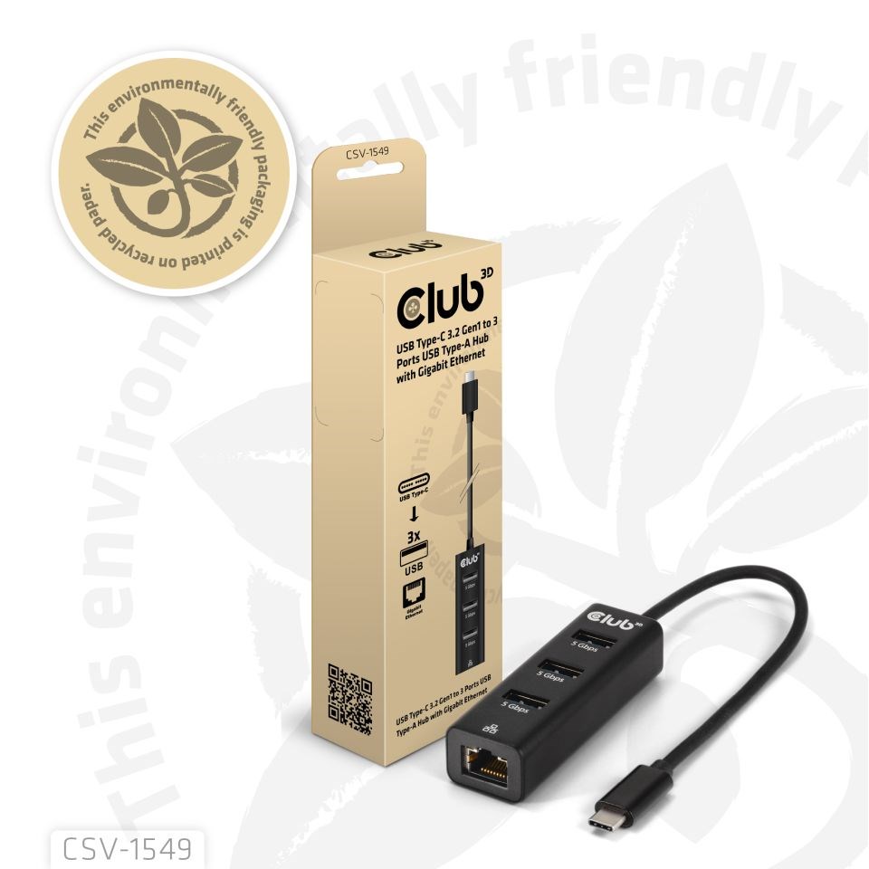 Club 3D Club3D Dokovací stanice USB-C 4v1, 3xUSB, 1xRJ45, černá