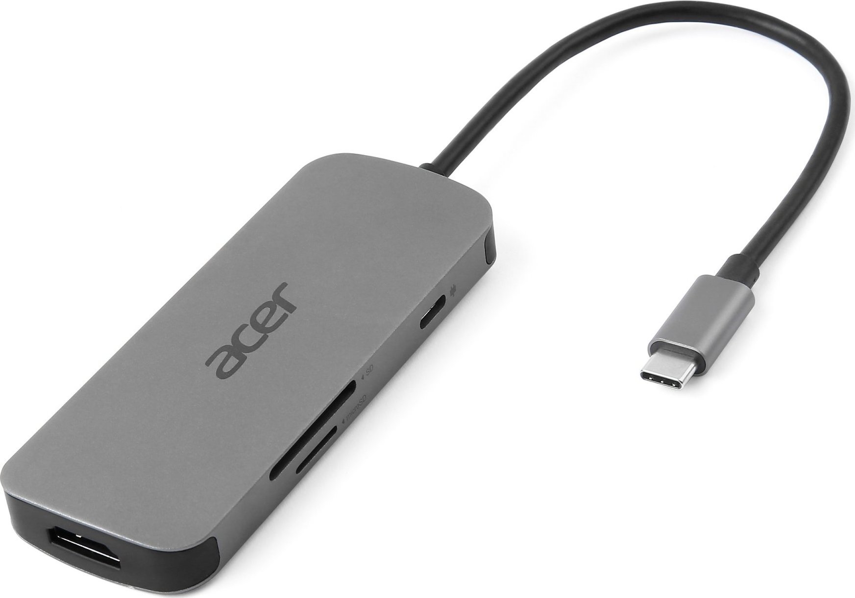 ACER Dokovací stanice 7in1 Type-C dongle, 1x HDMI, 3x USB-A 3.2 Gen1, 1x SD 3.0, 1x microSD, 1x USB-C, silver