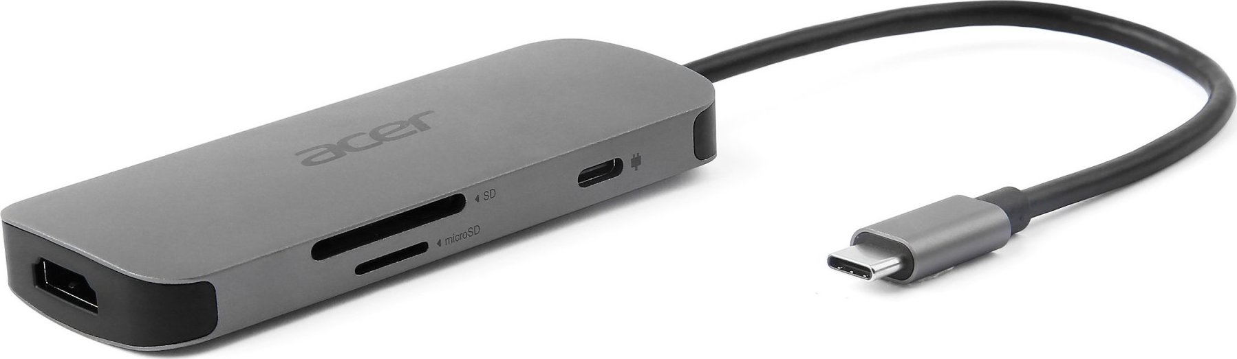 ACER Dokovací stanice 7in1 Type-C dongle, 1x HDMI, 3x USB-A 3.2 Gen1, 1x SD 3.0, 1x microSD, 1x USB-C, silver