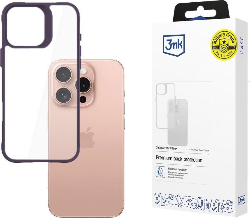3mk ochranný kryt Satin Armor Case+ Purple pro Apple iPhone 16 Pro