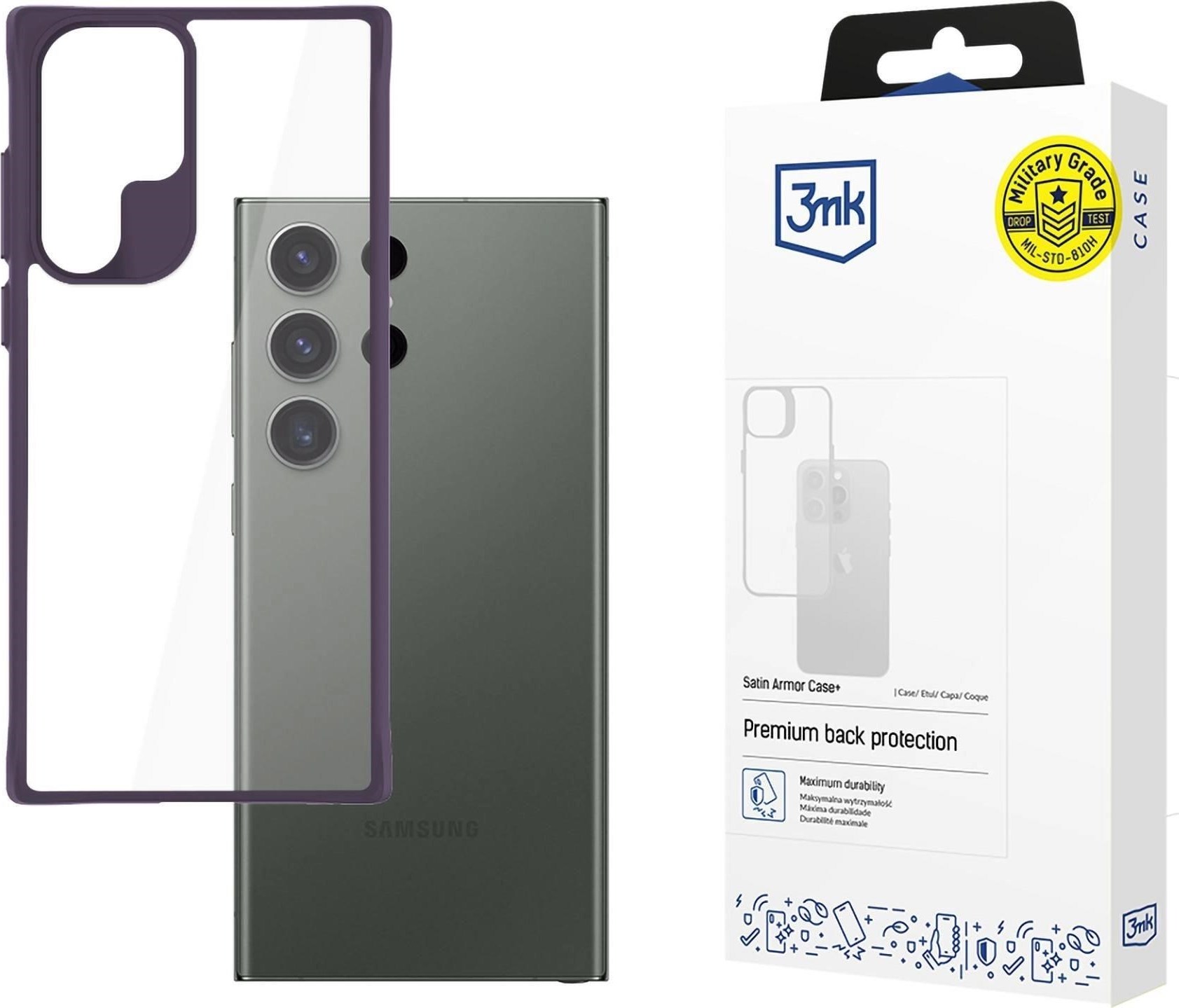 3mk ochranný kryt Satin Armor Case+ Purple pro Samsung Galaxy S24 Ultra