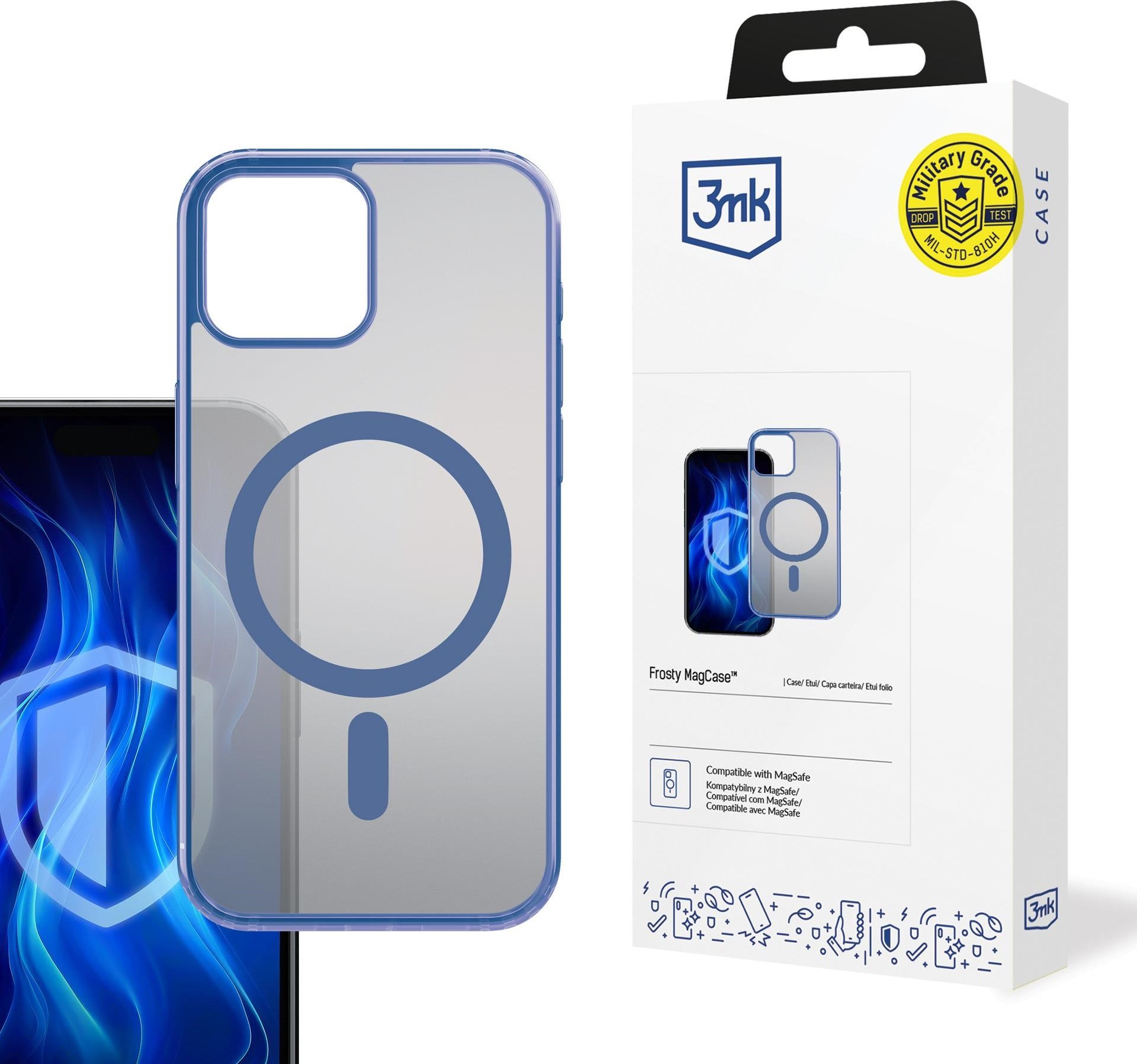 3mk ochranný kryt Frosty MagCase Blue pro Apple iPhone 13