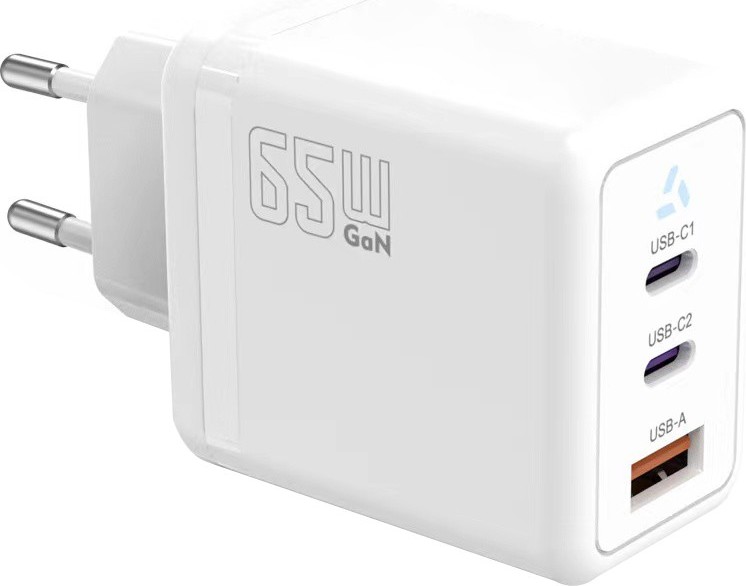 TB Touch 65W GaN Power Adapter,2x USB C + USB A