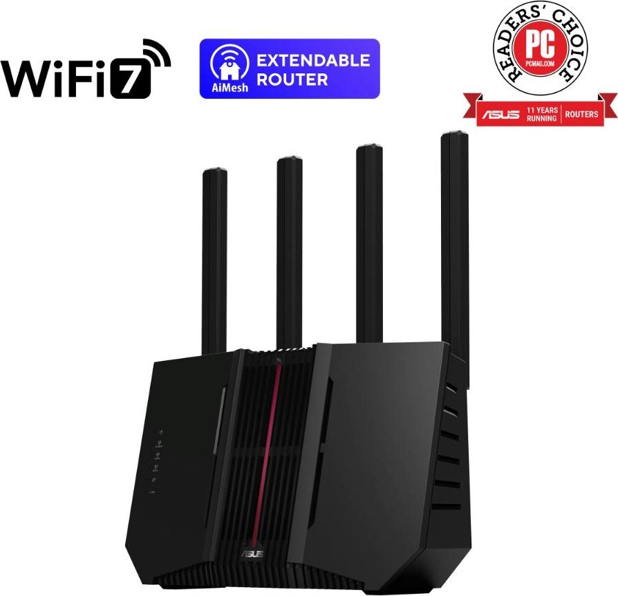 ASUS Router RT-BE92U, WiFi7 Router, AiMesh, 2x WAN, 3x LAN, 1x USB 3.2