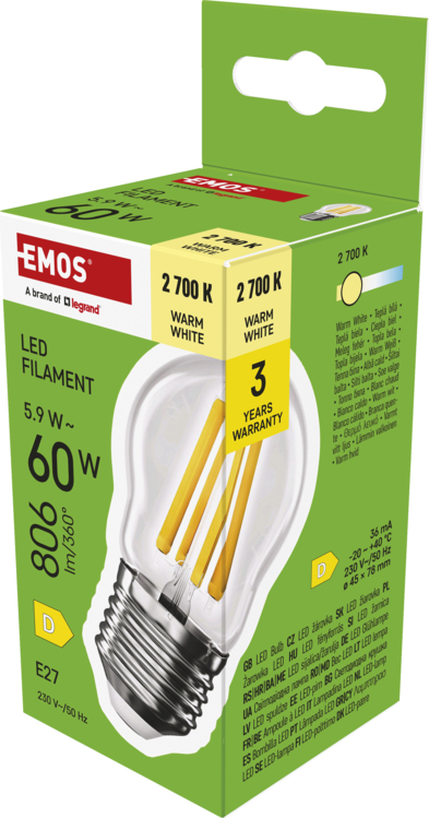 EMOS LED FLM MINI GL 5,9W(60W) 806lm E27 WW