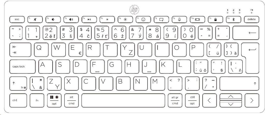 HP Inc. HP 400 Backlit Wired Keyboard - drátová podsvícená klávesnice CZ/SK