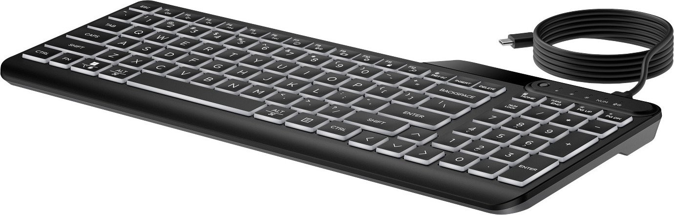 HP Inc. HP 400 Backlit Wired Keyboard - drátová podsvícená klávesnice CZ/SK